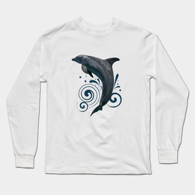 Dolphin Long Sleeve T-Shirt by adamzworld